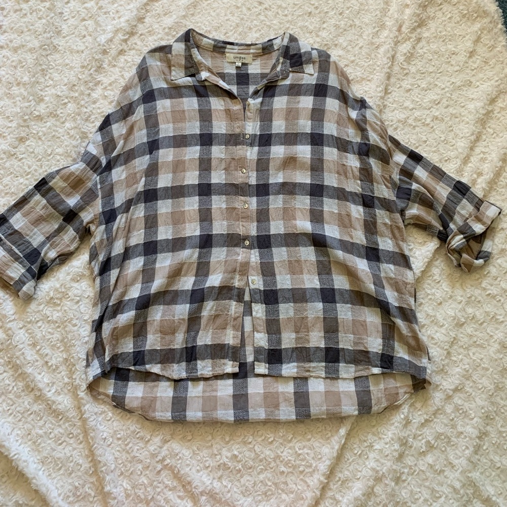 3/4 sleeve over side button down